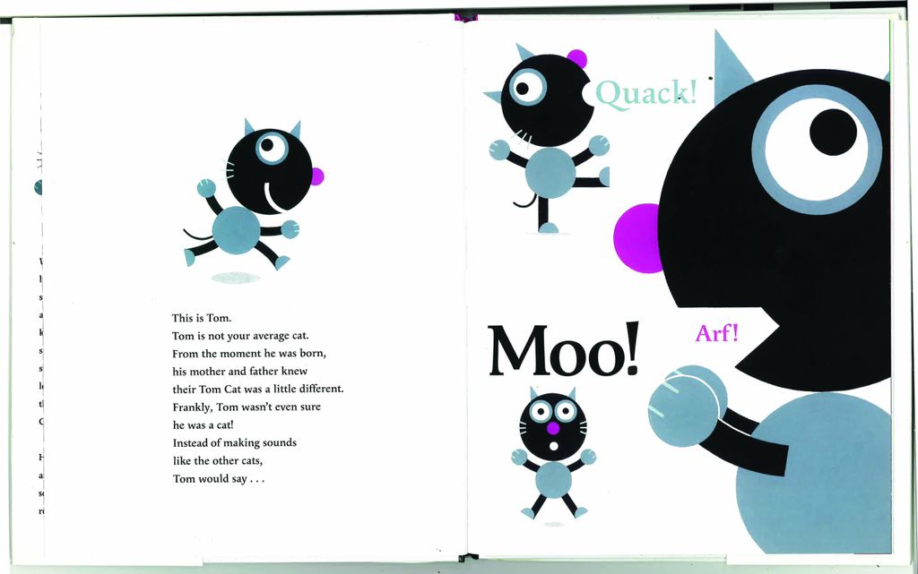 Design of an interior spread of Tom Cat picture bo