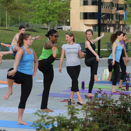 A ProYOGA class on the Georgetown waterfront.