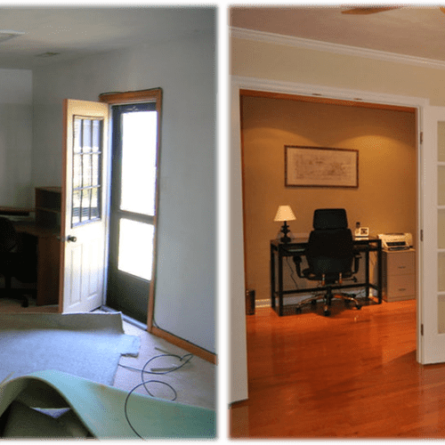 Living Room/Office - Installed wood floors, built 