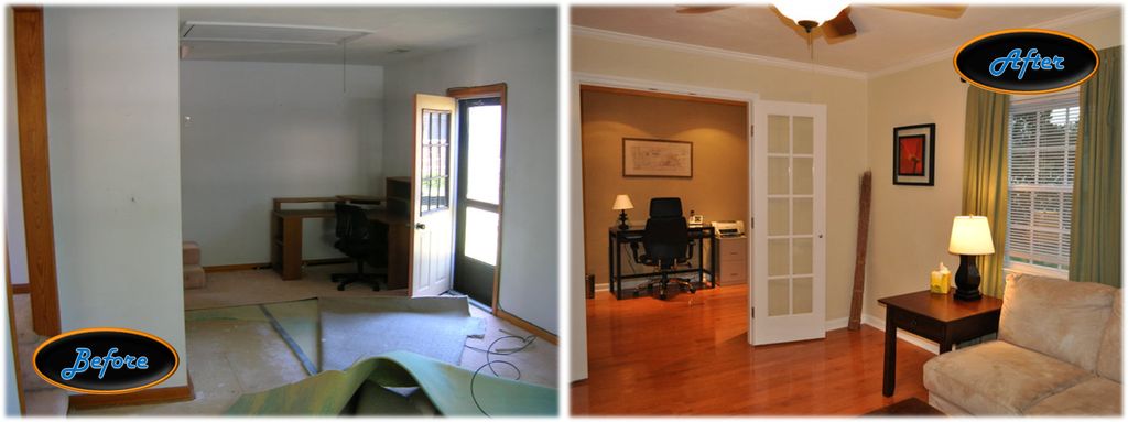 Living Room/Office - Installed wood floors, built 