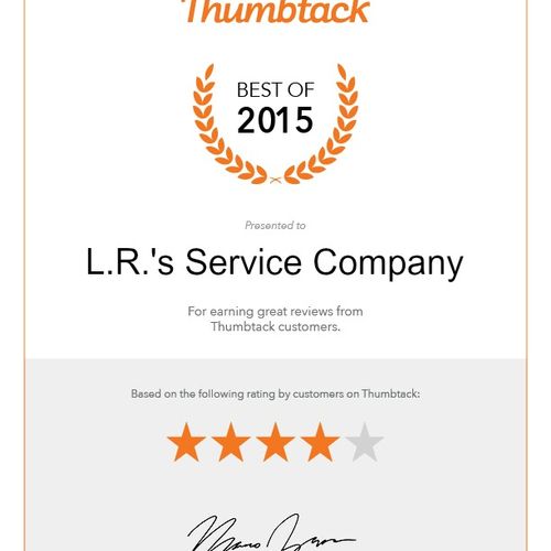 My Best of Thumbtack 2015 Award!