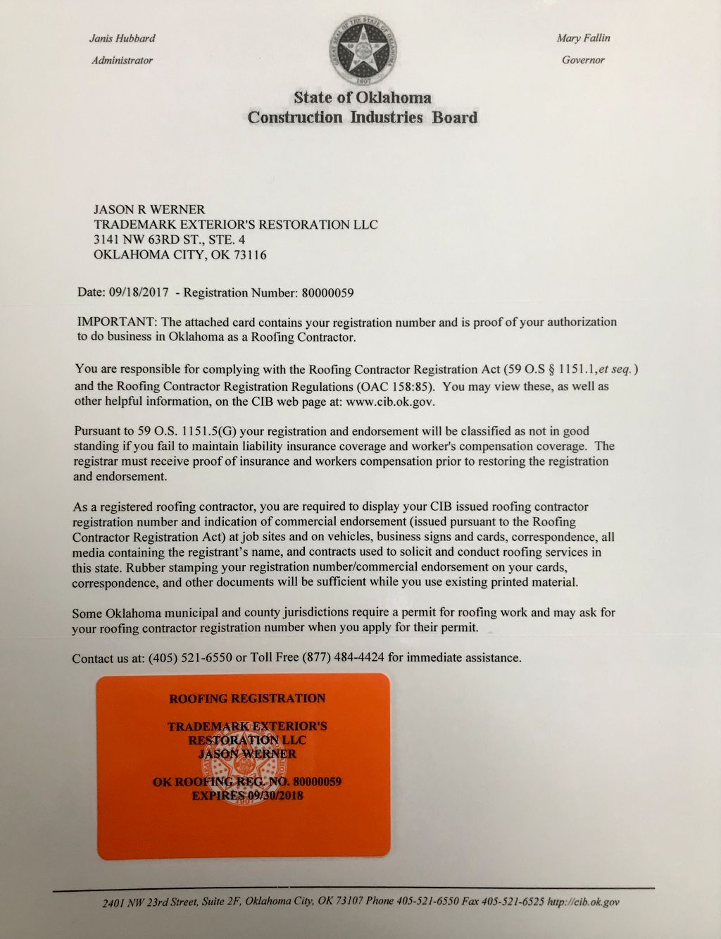 Copy of Roofing License