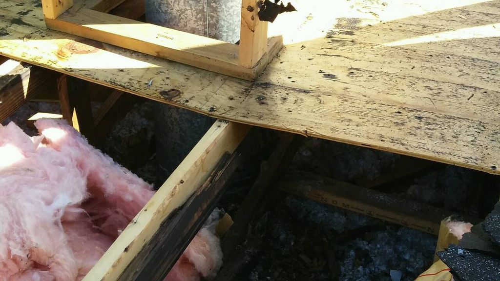 During a shingle repair around a chimney that the 