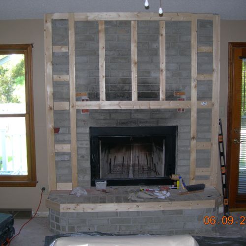 fireplace before remodel