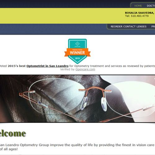 San Leandro Optometry Group.  Custom web design - 