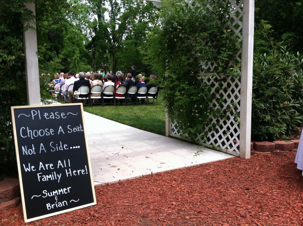 The Ceremony was performed outside at The Garden a