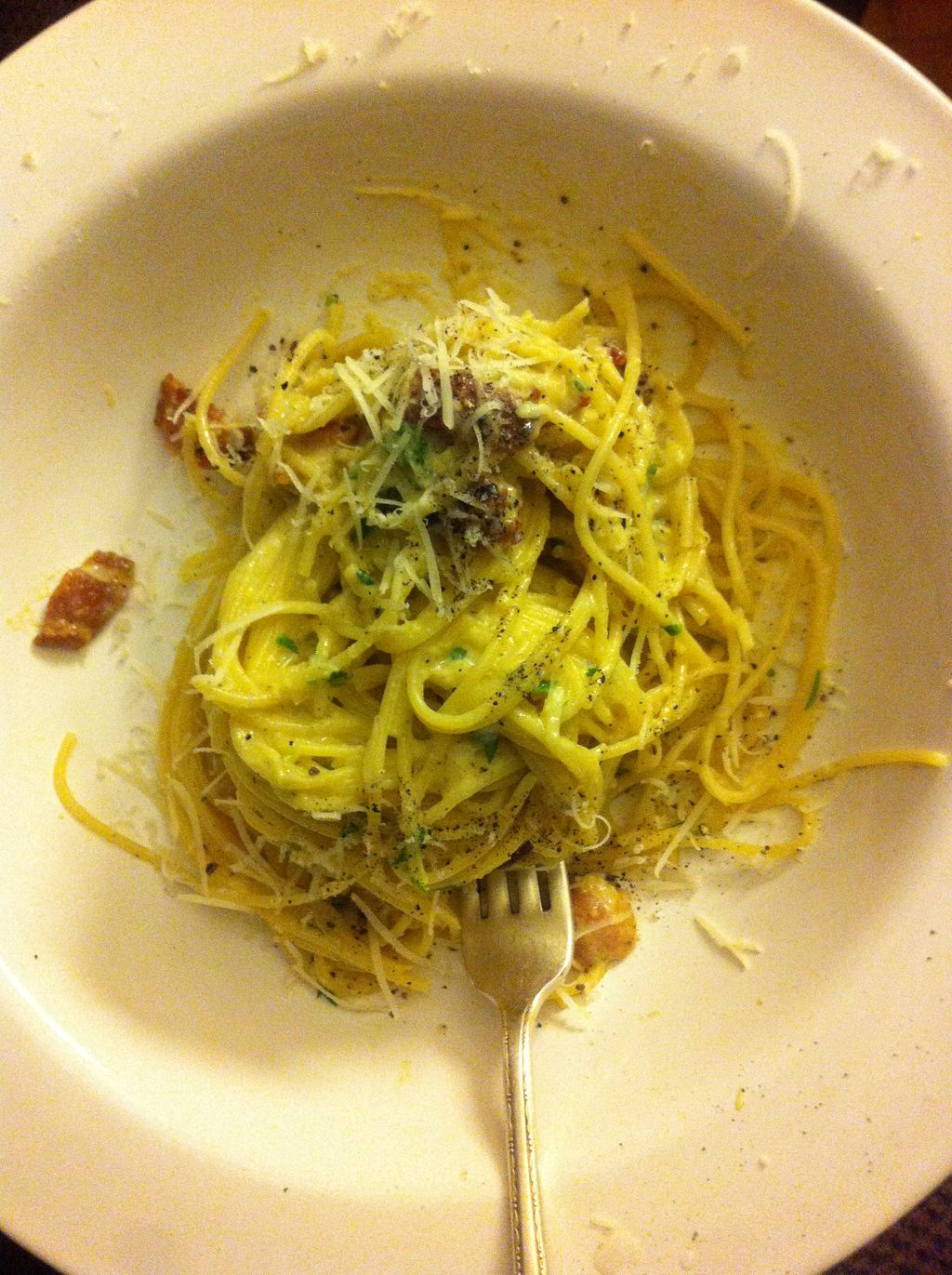 Spaghetti ala Carbonara with local bacon & eggs