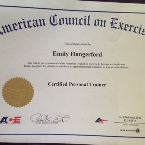 My ACE Personal Training Certification!