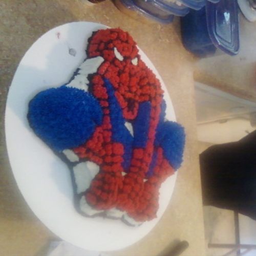 A Spiderman birthday cake.