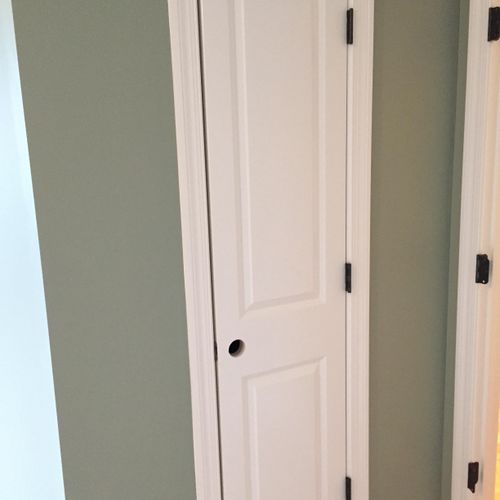Door refinish using an airless paint sprayer.