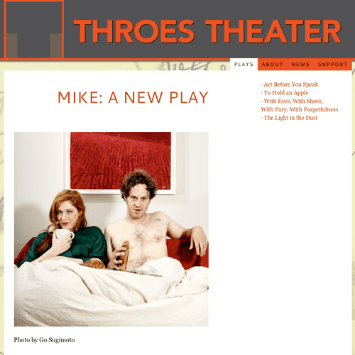Throes Theater website. Design, UX, Wordpress, Hos