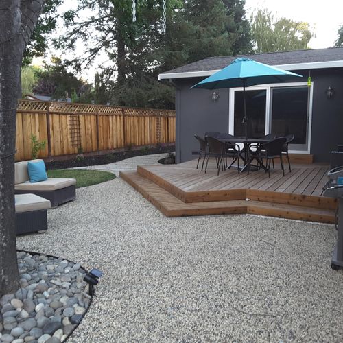 Complete Backyard Landscape - Redwood Fence, Custo