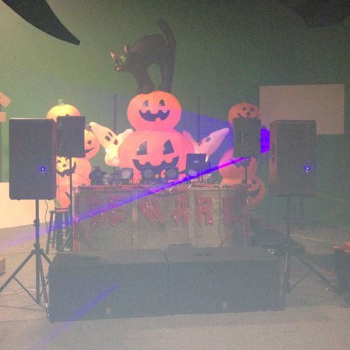 Large sound rig from halloween warehouse party.