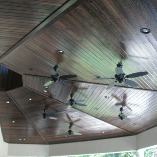 The tongue and groove ceiling completed in an amen