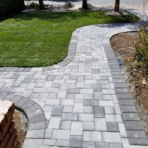 New Paver PathWay that goes around the house