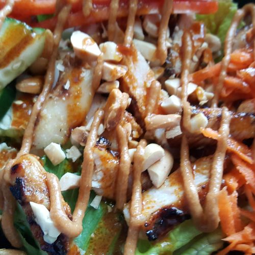 Thai chicken salad with spicy peanut dressing