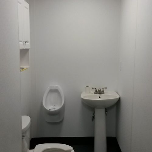 Commercial low maintenance bathroom built for a ma