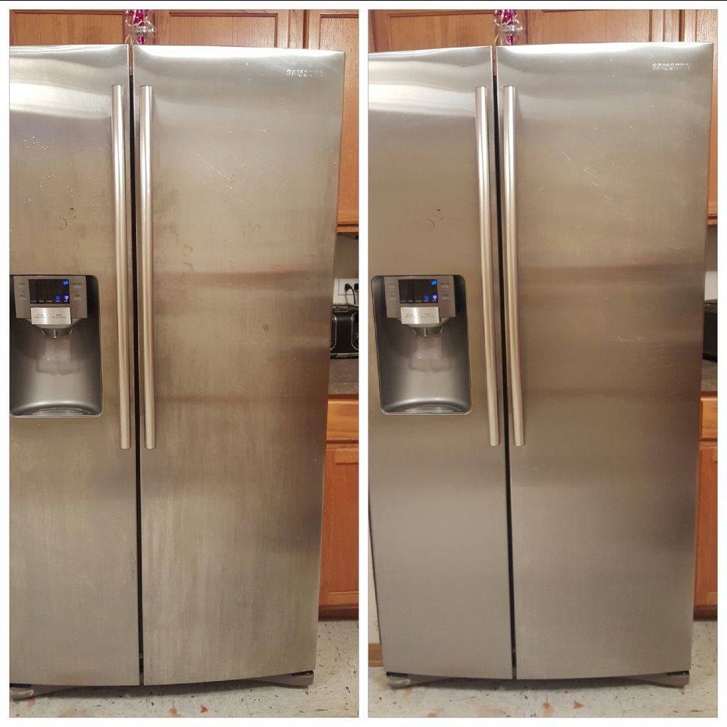 Before - after Stainless steel refrigerator