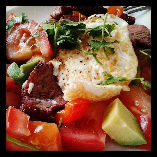 Summer Steak and Eggs with Heirloom Tomatoes and A