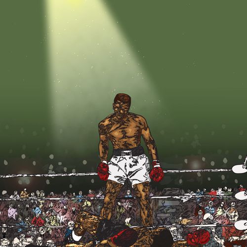 Illustration of Muhammad Ali.  Created in Illustra