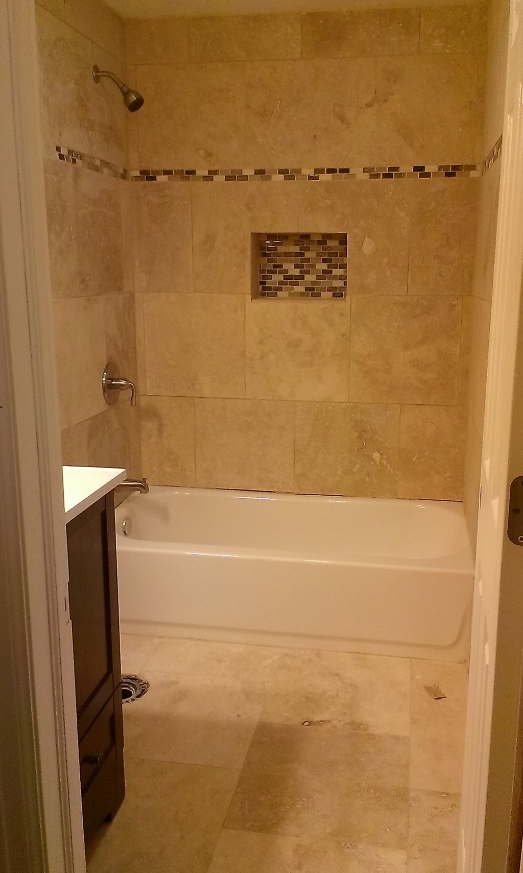 Fix/flip home, full bath renovation, tub, custom t