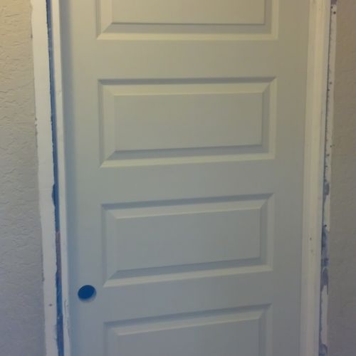 Interior doors hung and shimmed for perfect fit an