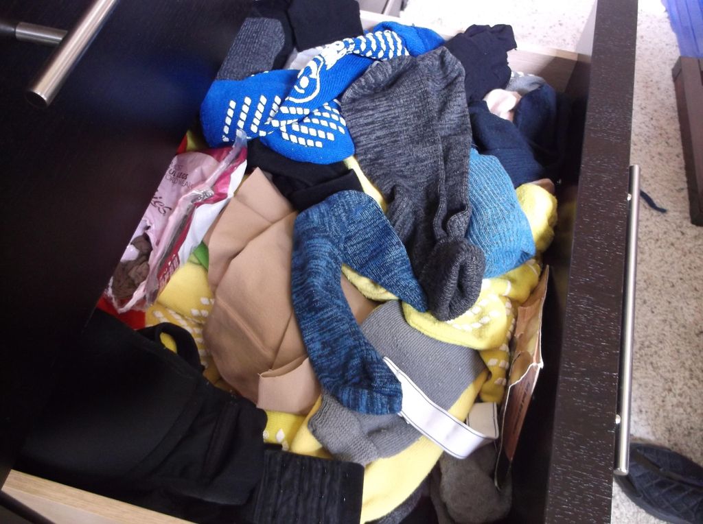 Sock drawer before organzing
