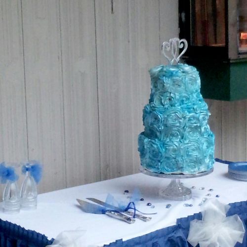 Blue and Silver Wedding cake