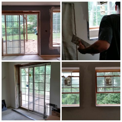 Window and Sliding door frame finish with drywall.