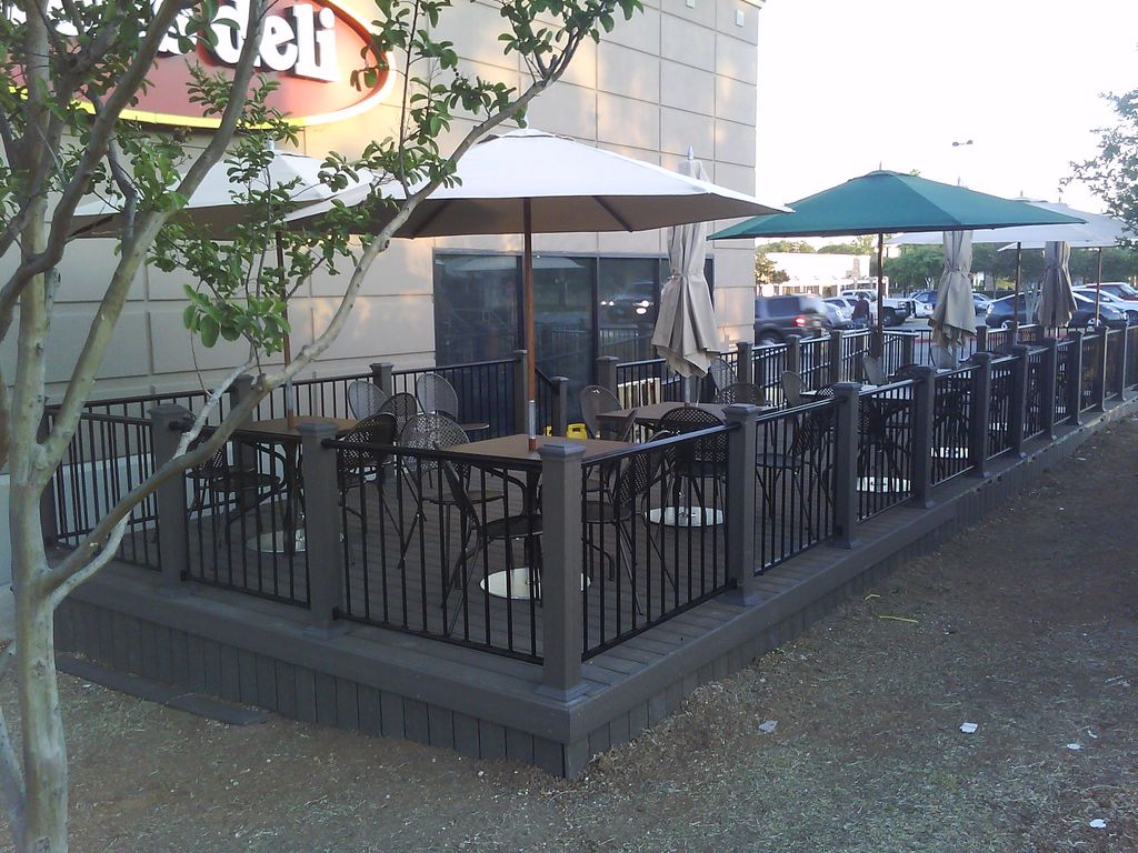 Composite deck with wrought iron handrail