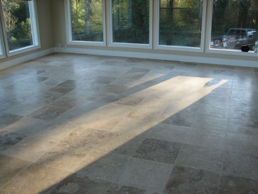 24 x 24 travertine installation in Los Altos.