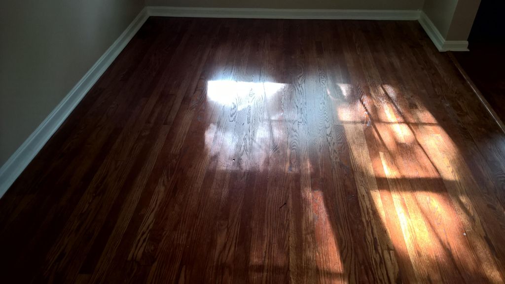 One coat of floor varnish.