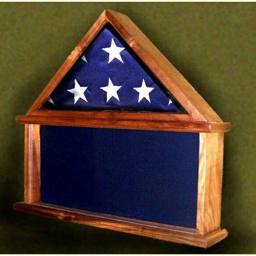 shadow box with folded flag and space for medals, 
