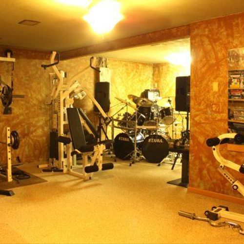 Custom music and workout room.