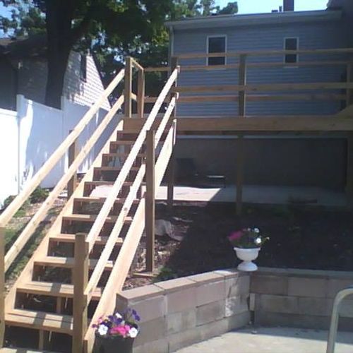 1. Replaced old deck stair case, and all handrails