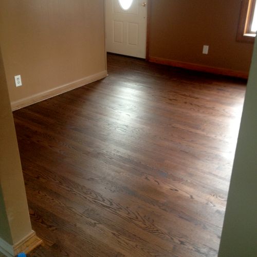 After staining red oak floor