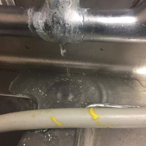 This 3 way compartment sink had a pretty bad leak 