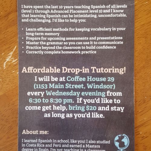 Stop in for drop-in tutoring!  Only $20!  Stay as 