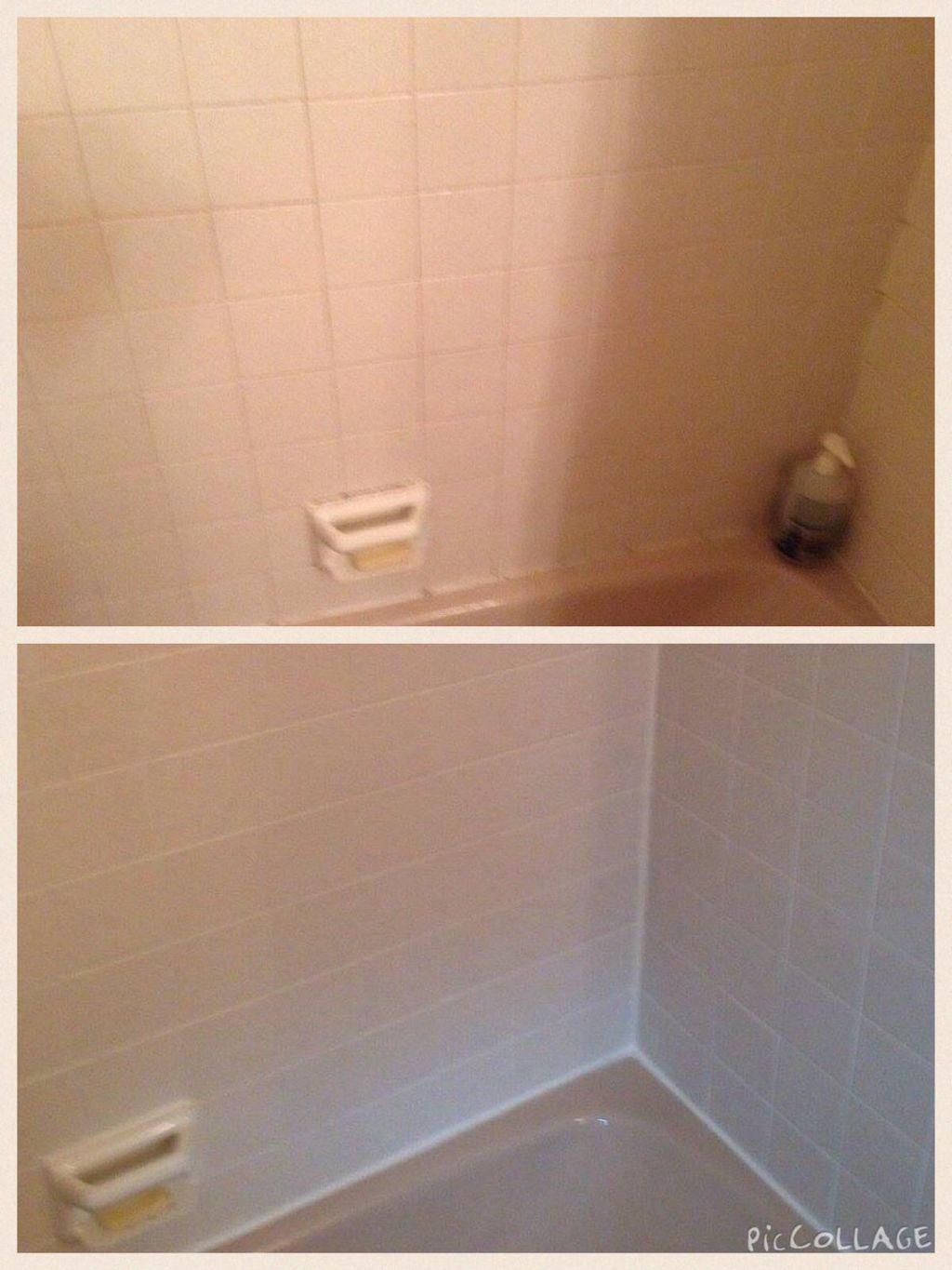 before & after shower cleaning and colorseal in Ro