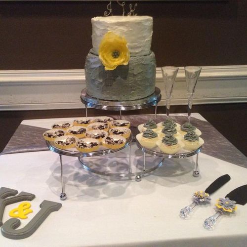 Two teire swiss buttercream wedding cake layered w