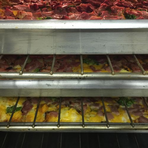 A peek in the oven at Ham, Broccoli and Yam Strata