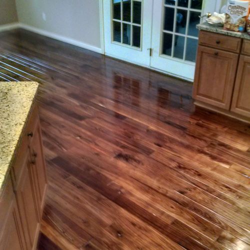 Prefinished Walnut floor that had significant wate