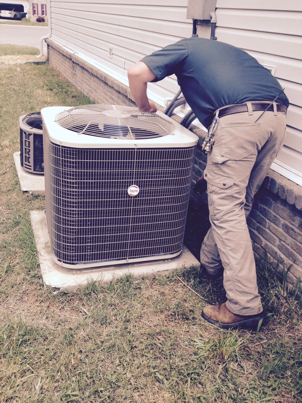 Installing a new Payne condenser.