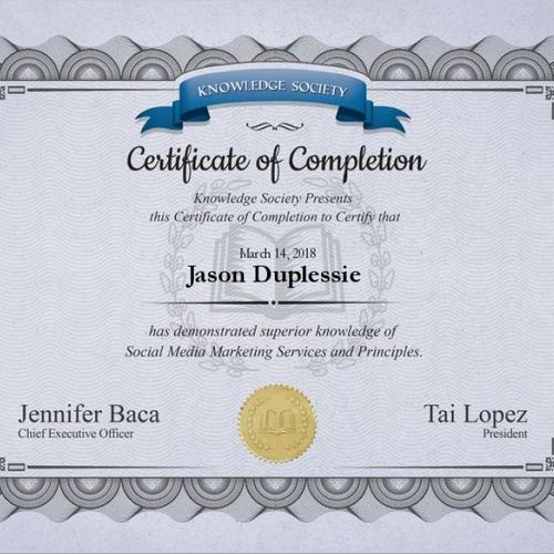 One of the Many Certifications I have.. This one t