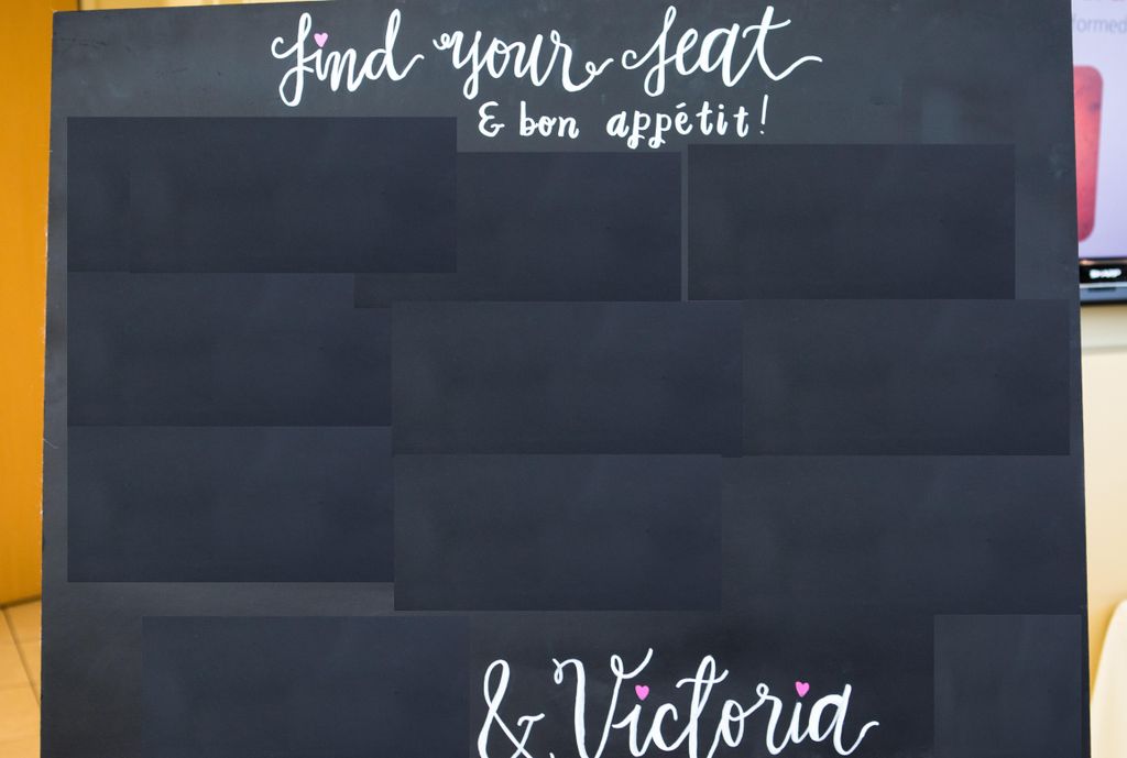 Chalkboard seating chart that I drew up for my wed