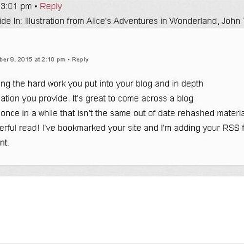 A comment from a pleased reader.