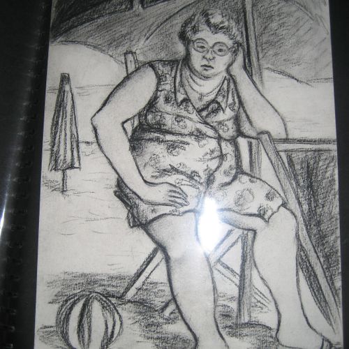 Sketch of my Aunt on the beach in Anzio, Italy 197