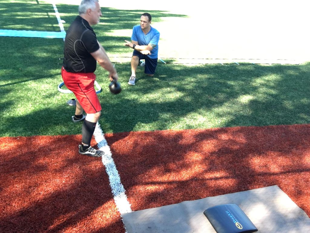 100 meter walking Kettle bell  swings! 