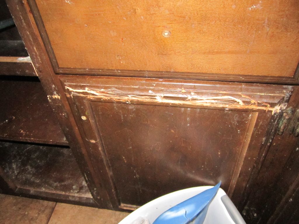 The cabinets in this apartment were really torn up