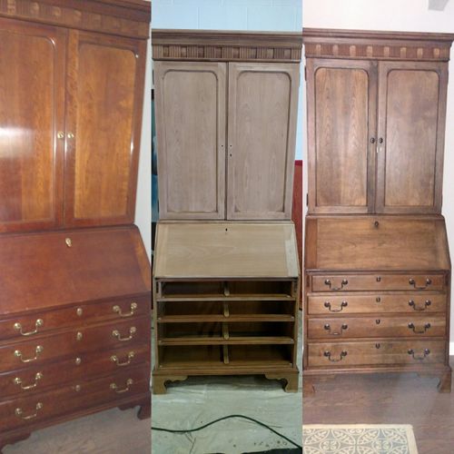 furniture refinishing, before- in between & after 